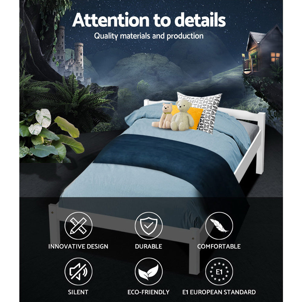 Marlook Bed Frame King Single Size Wooden White LEXI