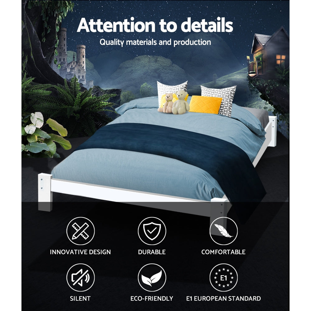 Marlook Bed Frame Queen Size Wooden White JADE