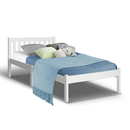Marlook Bed Frame Single Size Wooden White SOFIE