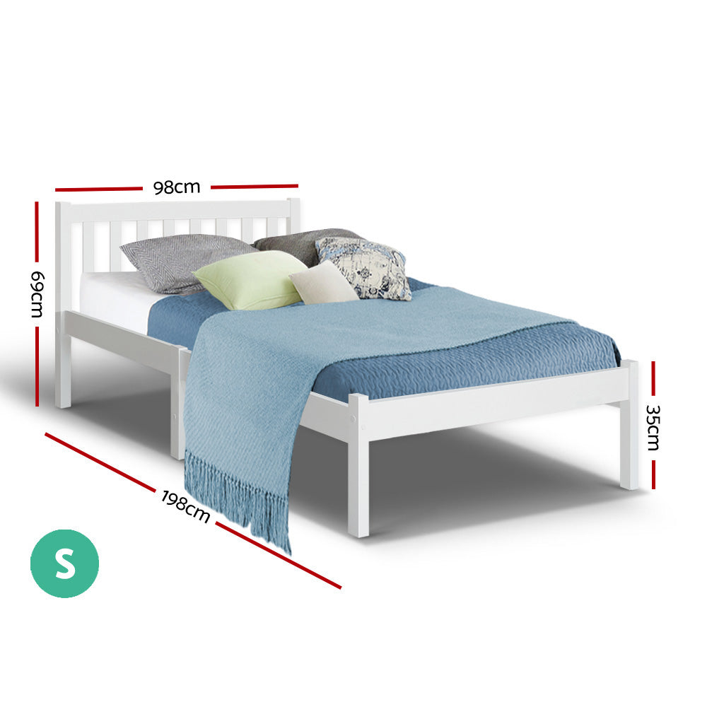 Marlook Bed Frame Single Size Wooden White SOFIE
