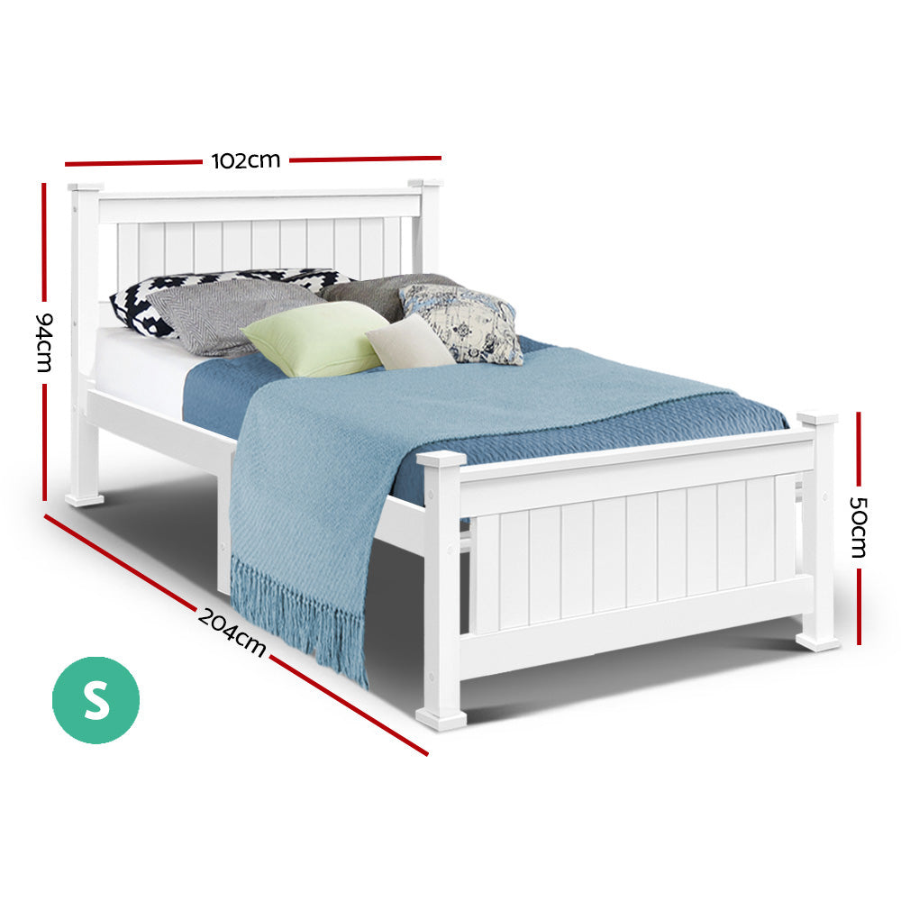 Marlook Bed Frame Single Size Wooden White RIO
