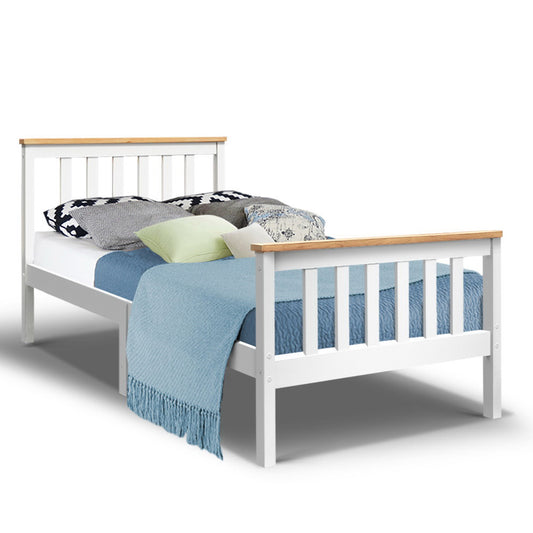 Marlook Bed Frame Single Size Wooden White PONY