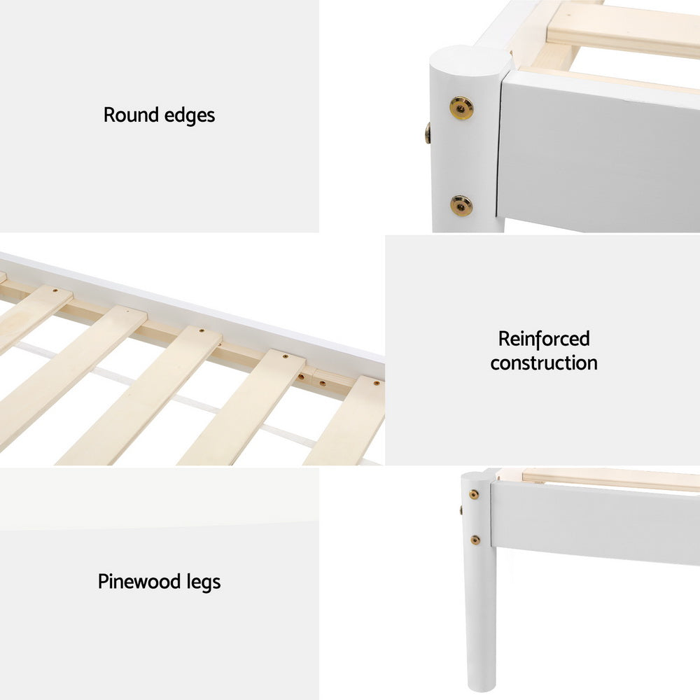 Marlook Bed Frame King Single Size Wooden White DALY