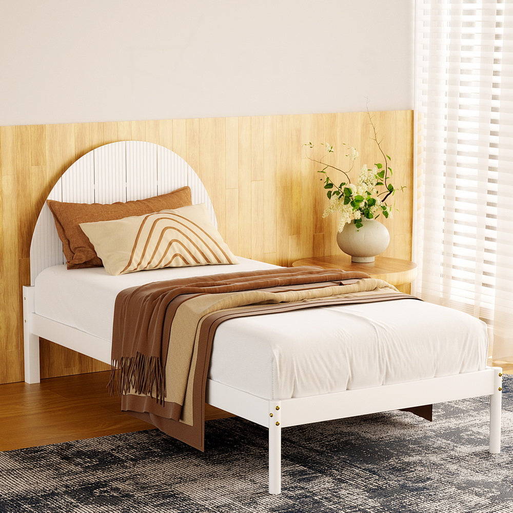 Marlook Bed Frame Single Size Wooden White DALY