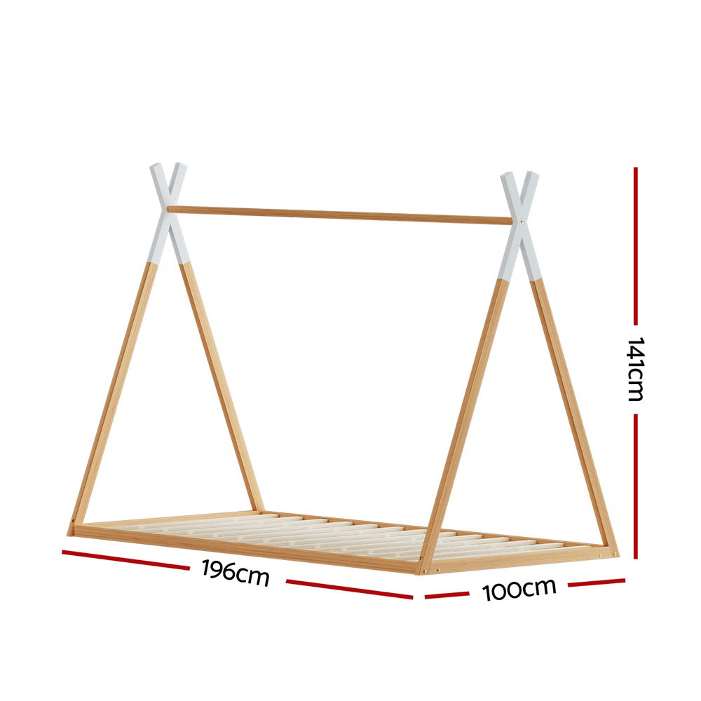 Marlook Bed Frame Wooden Kids House Single Frame Oak ENID