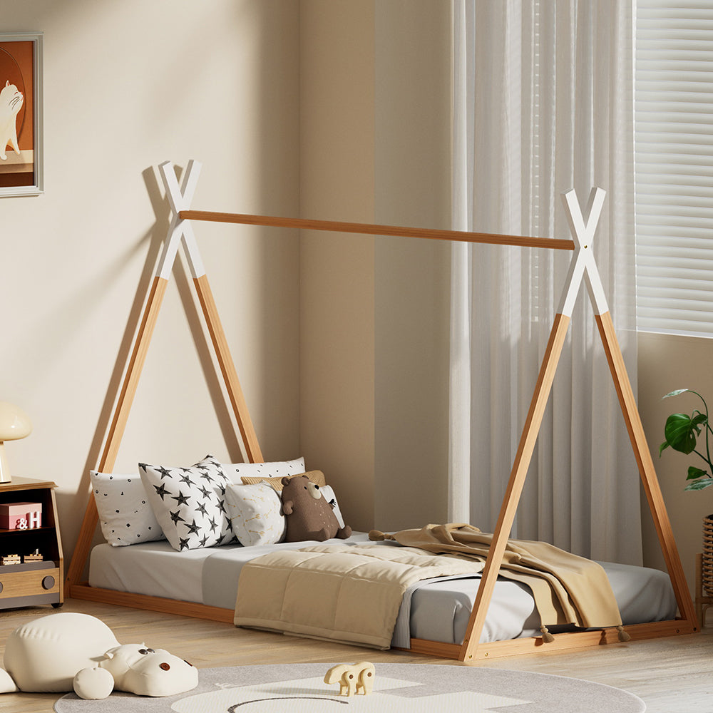Marlook Bed Frame Wooden Kids House Single Frame Oak ENID