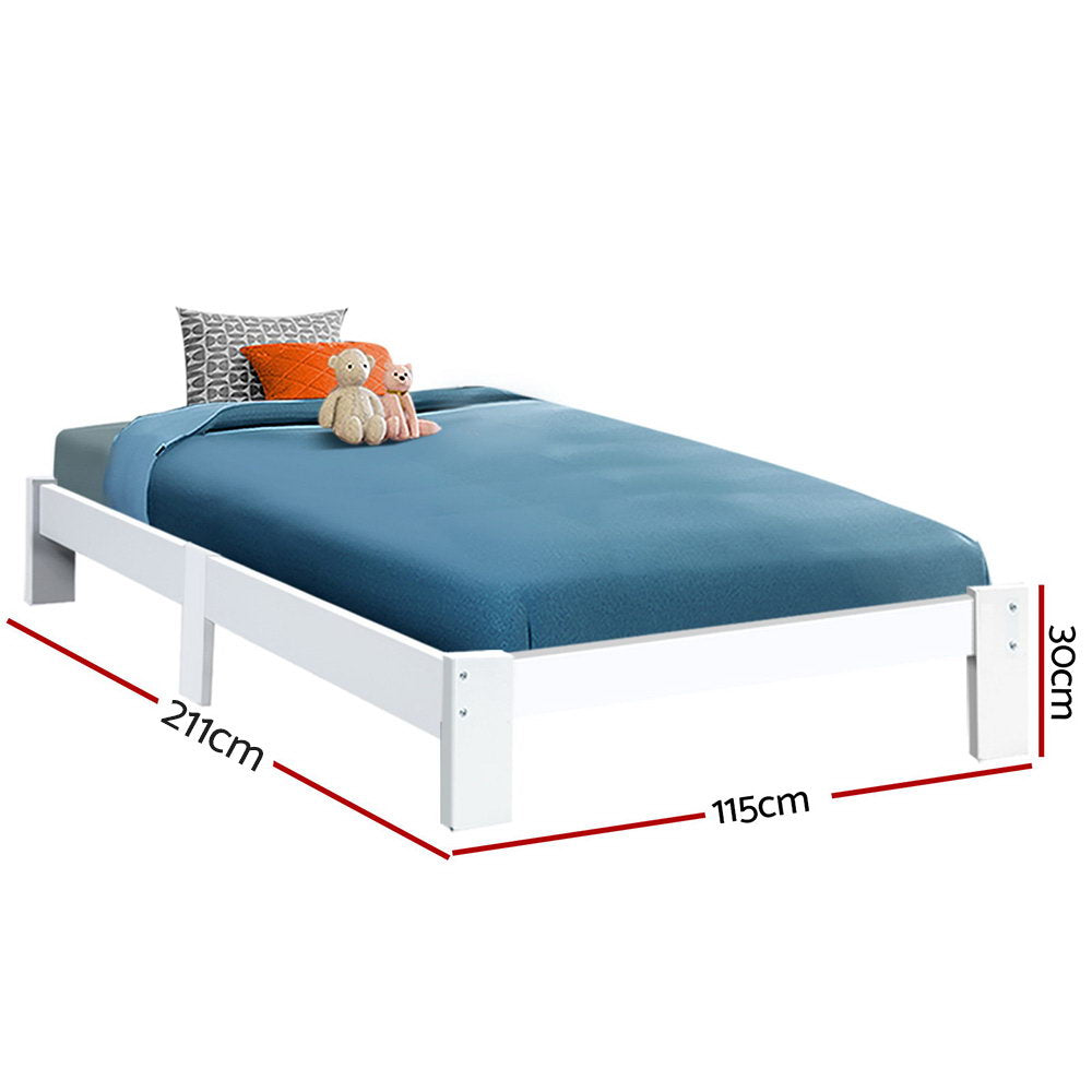 Marlook Bed Frame King Single Size Wooden White JADE