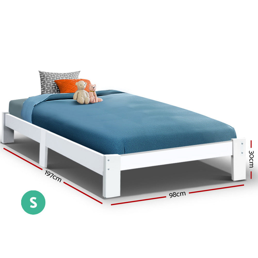 Marlook Bed Frame Single Size Wooden White JADE