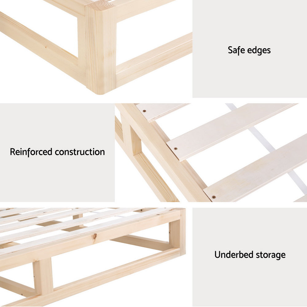 Marlook Bed Frame King Size Wooden Base Mattress Platform Timber Pine KALAM