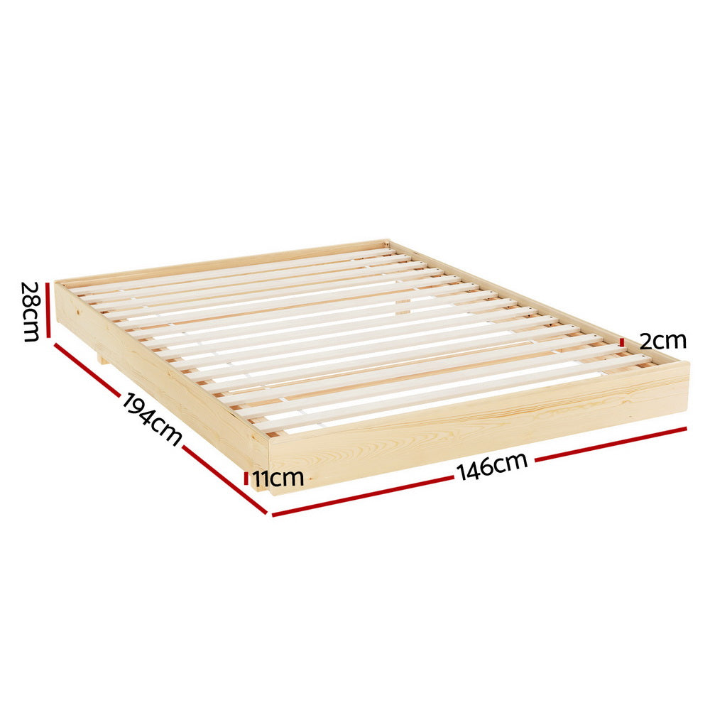 Marlook Bed Frame Double Size Floating Wooden Mattress Base Platform Timber ODIN