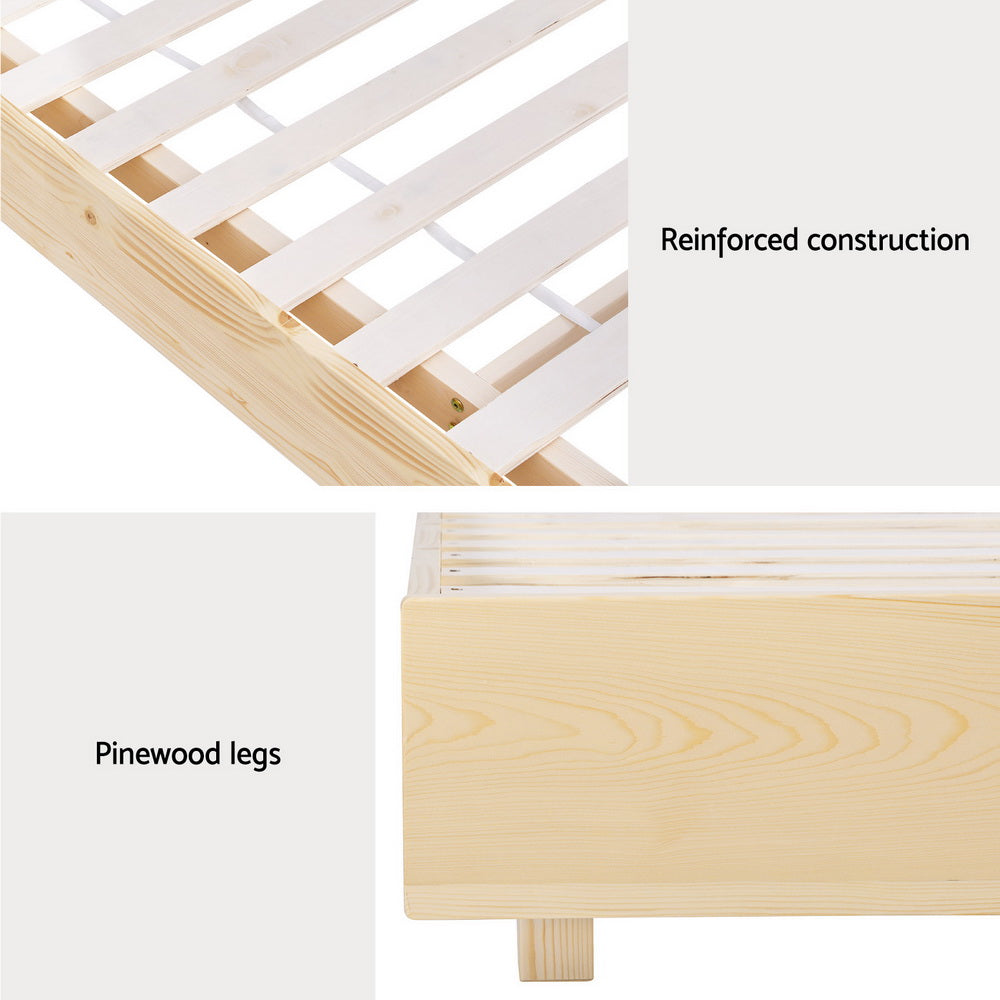 Marlook Bed Frame Double Size Floating Wooden Mattress Base Platform Timber ODIN