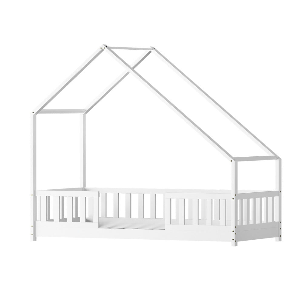 Marlook Bed Frame Wooden Kids House Single Frame White PAVO