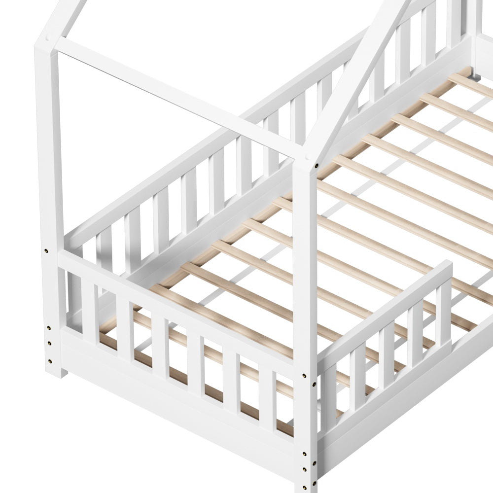 Marlook Bed Frame Wooden Kids House Single Frame White PAVO