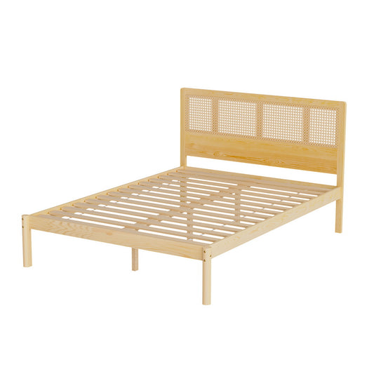 Marlook Bed Frame Double Size Rattan Wooden RITA
