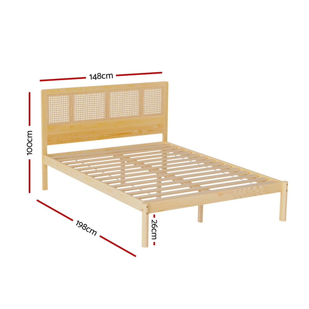 Marlook Bed Frame Double Size Rattan Wooden RITA