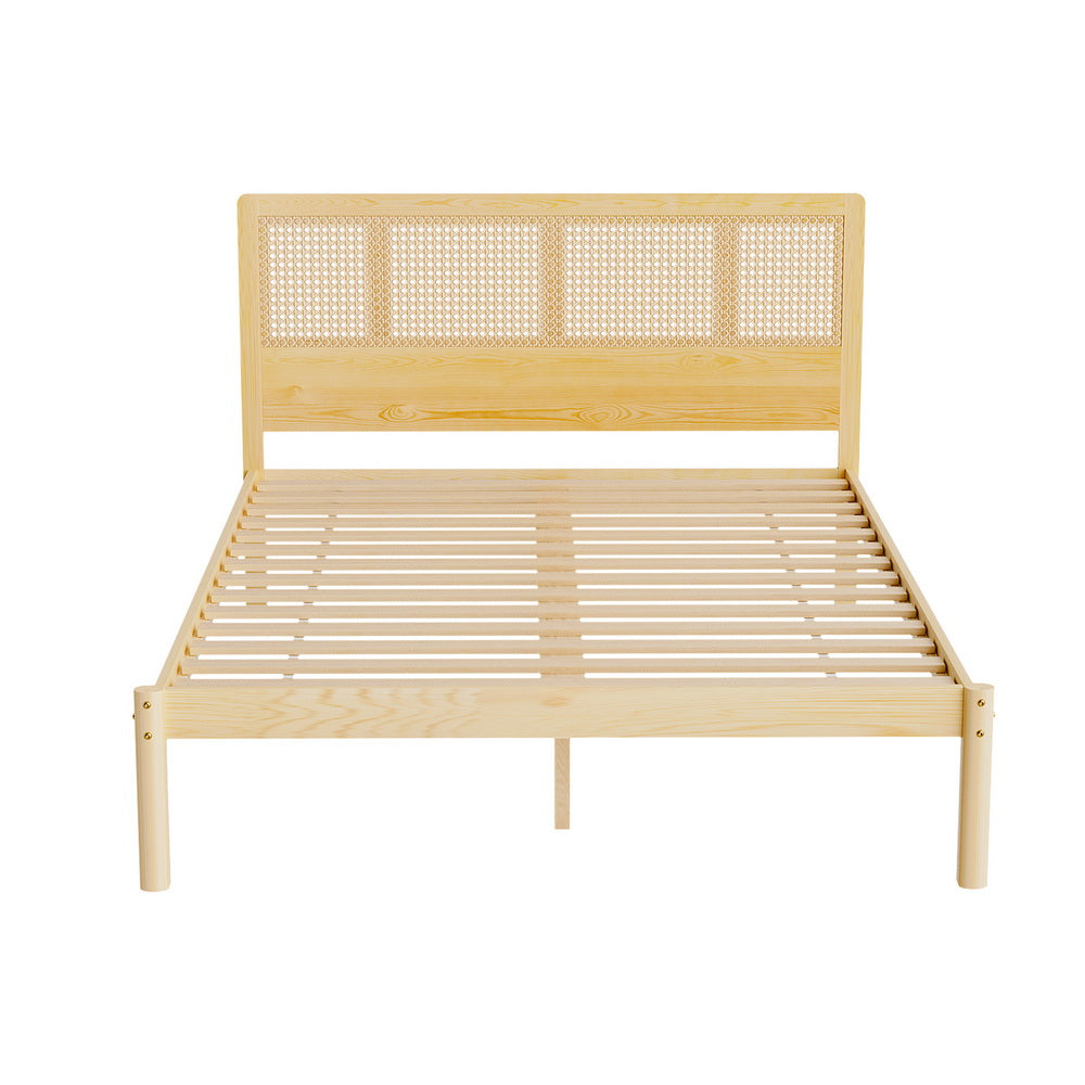Marlook Bed Frame Double Size Rattan Wooden RITA