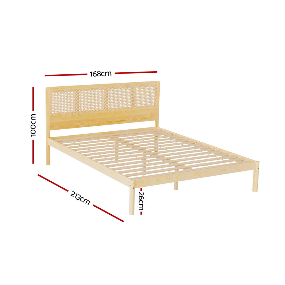 Marlook Bed Frame Queen Size Rattan Wooden RITA