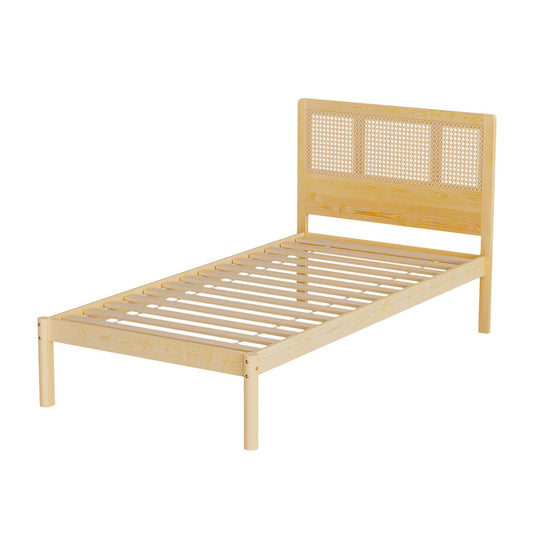 Marlook Bed Frame Single Size Rattan Wooden RITA