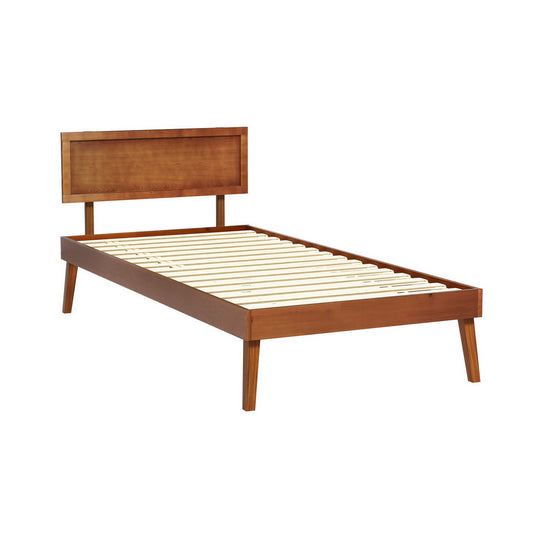 Marlook Bed Frame Single Size Wooden Bed Base Walnut SPLAY