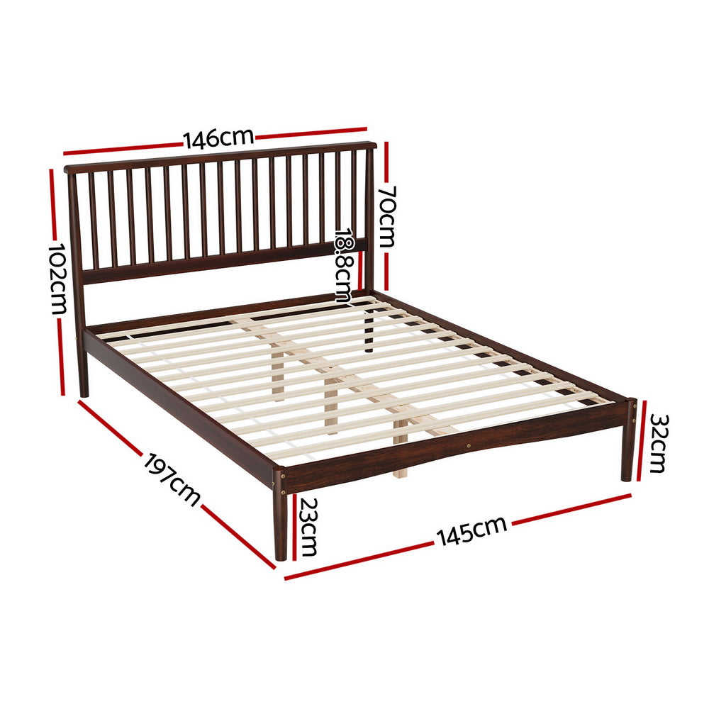 Marlook Bed Frame Double Size Wooden Base Mattress Platform Timber Walnut VISE