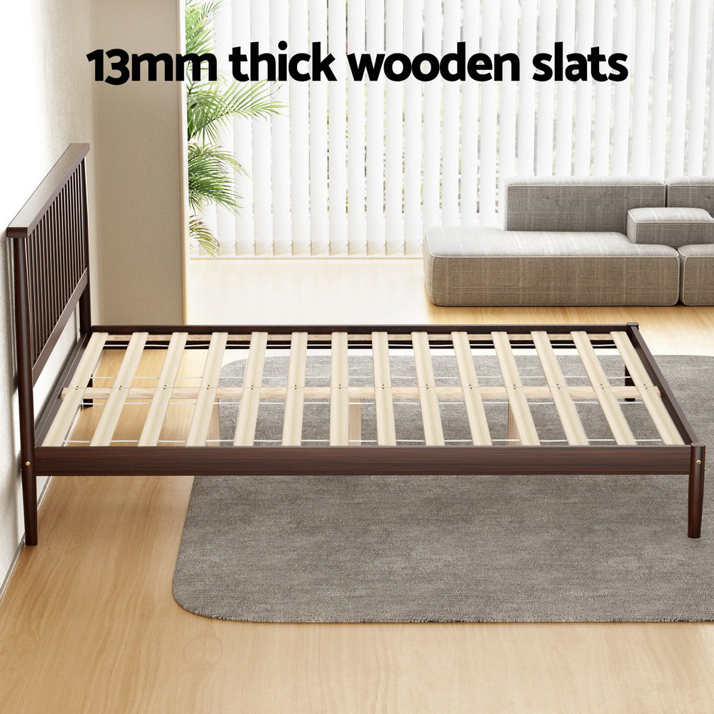 Marlook Bed Frame Double Size Wooden Base Mattress Platform Timber Walnut VISE