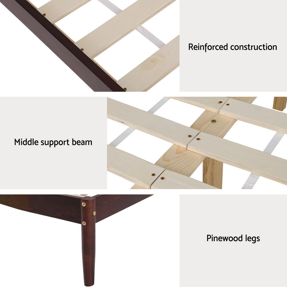Marlook Bed Frame Double Size Wooden Base Mattress Platform Timber Walnut VISE