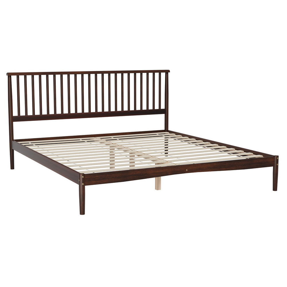 Marlook Bed Frame King Size Wooden Base Mattress Platform Timber Walnut VISE