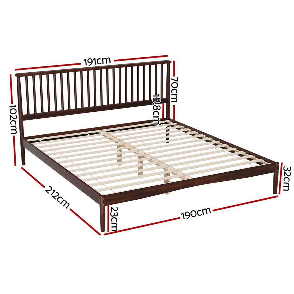 Marlook Bed Frame King Size Wooden Base Mattress Platform Timber Walnut VISE