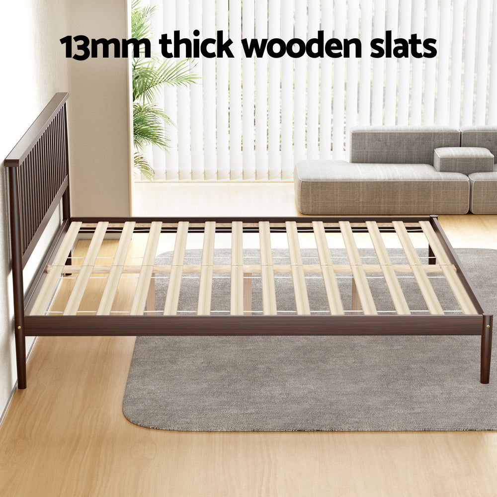 Marlook Bed Frame King Size Wooden Base Mattress Platform Timber Walnut VISE