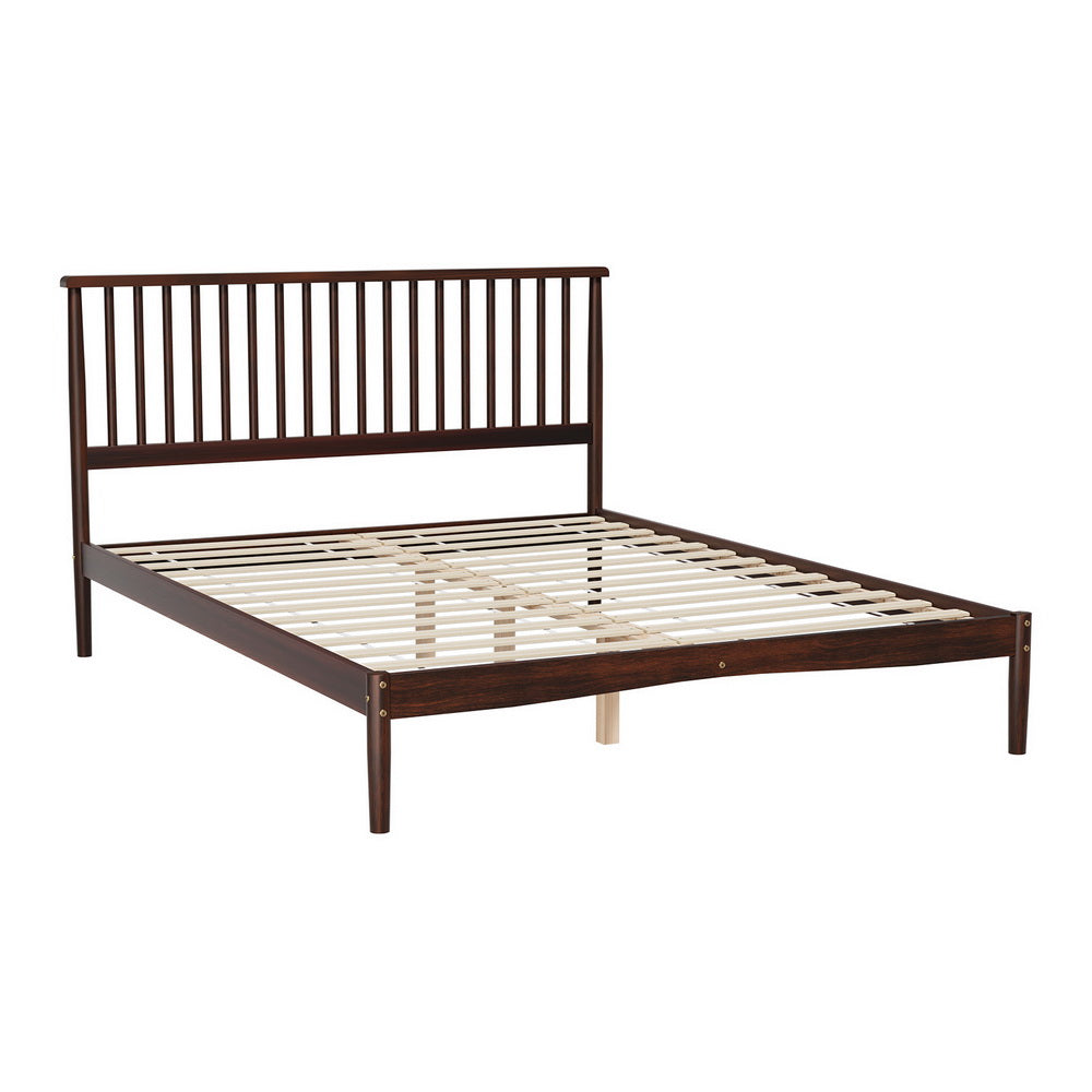 Marlook Bed Frame Queen Size Wooden Base Mattress Platform Timber Walnut VISE