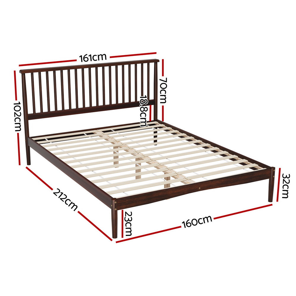 Marlook Bed Frame Queen Size Wooden Base Mattress Platform Timber Walnut VISE