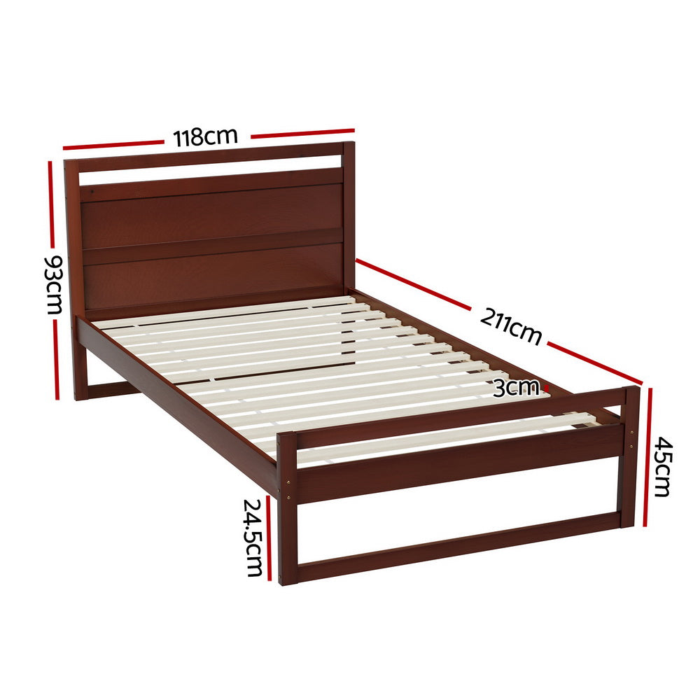 Marlook Bed Frame King Single Size Wooden Walnut WITTON