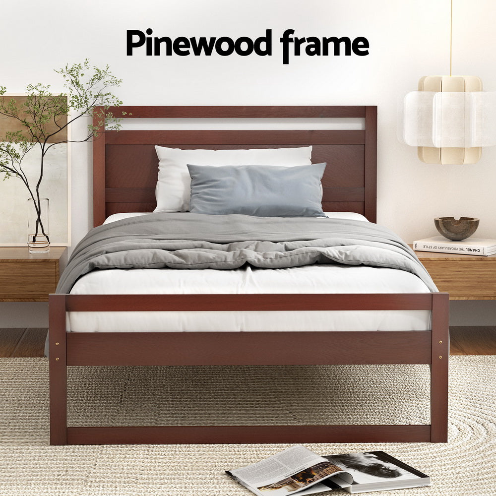 Marlook Bed Frame King Single Size Wooden Walnut WITTON