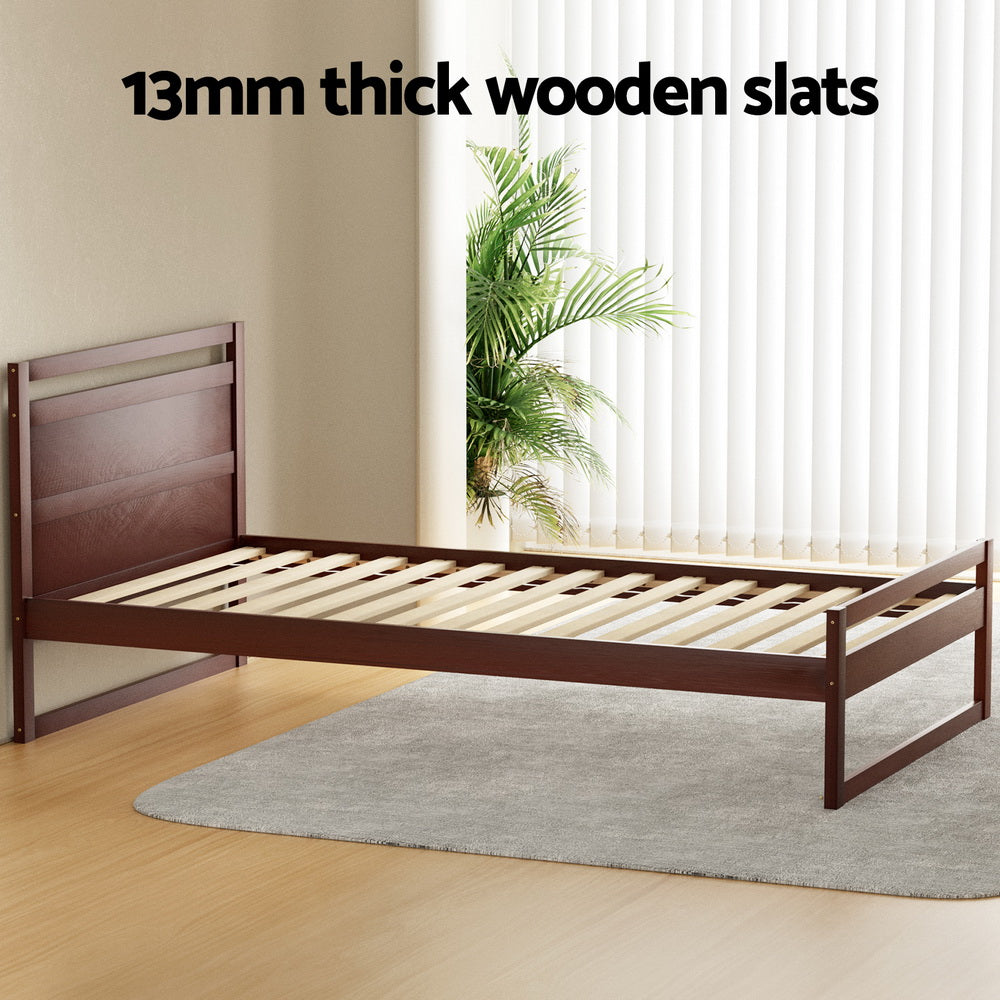 Marlook Bed Frame King Single Size Wooden Walnut WITTON
