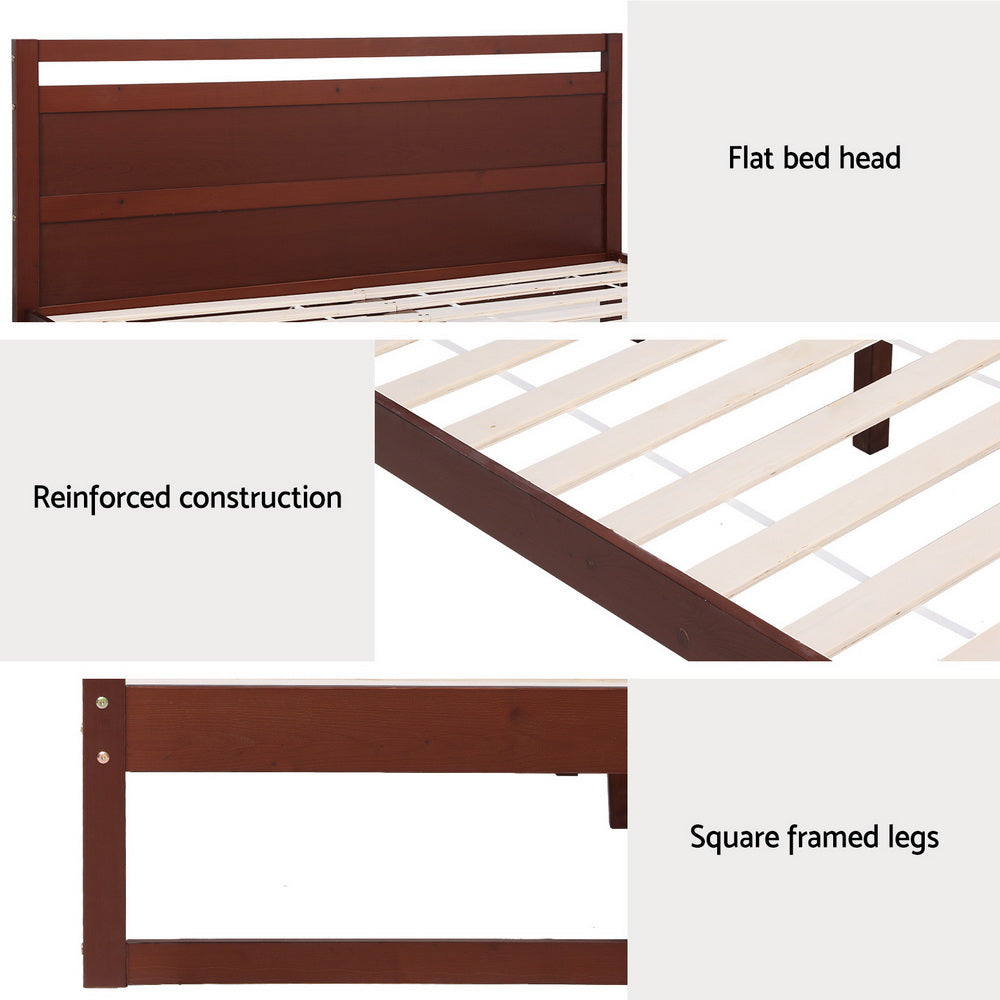 Marlook Bed Frame King Single Size Wooden Walnut WITTON