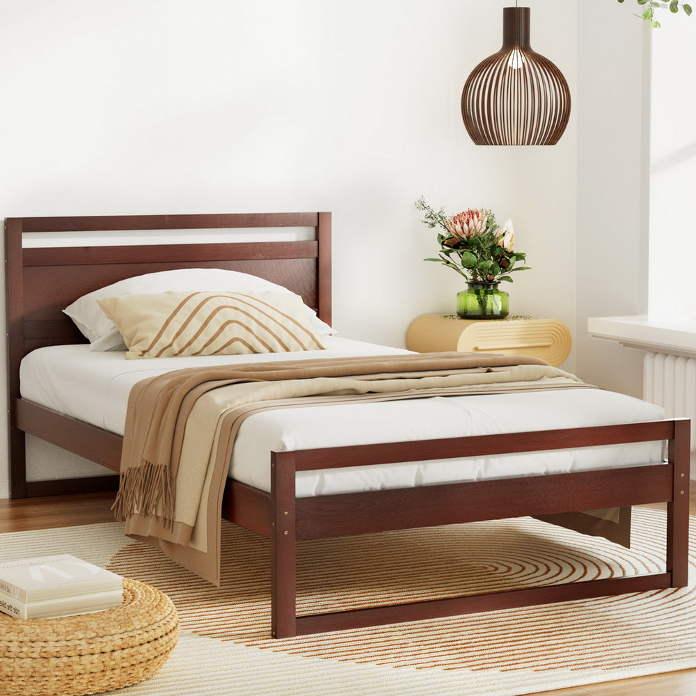 Marlook Bed Frame King Single Size Wooden Walnut WITTON