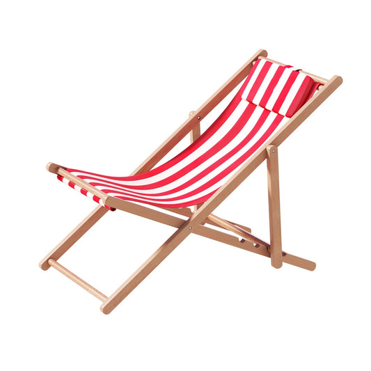 Marlook Outdoor Deck Chair Wooden Sun Lounge Folding Beach Patio Furniture Red