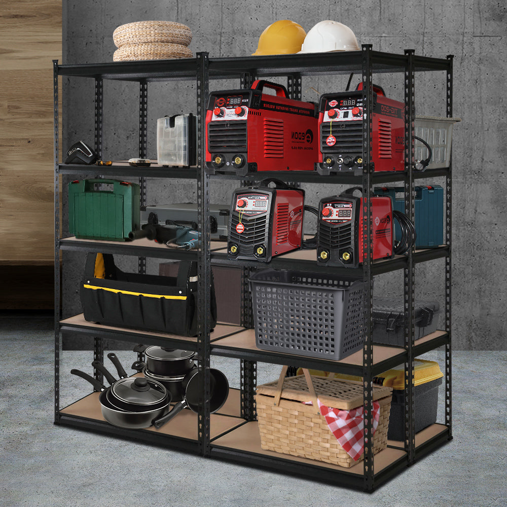 Marlook 4x1.8M Garage Shelving Warehouse Rack Pallet Racking Storage Shelve Black