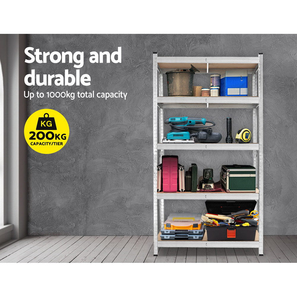 Marlook 1.8M Warehouse Racking Rack Shelving Garage Steel Metal Storage Shelves Silver