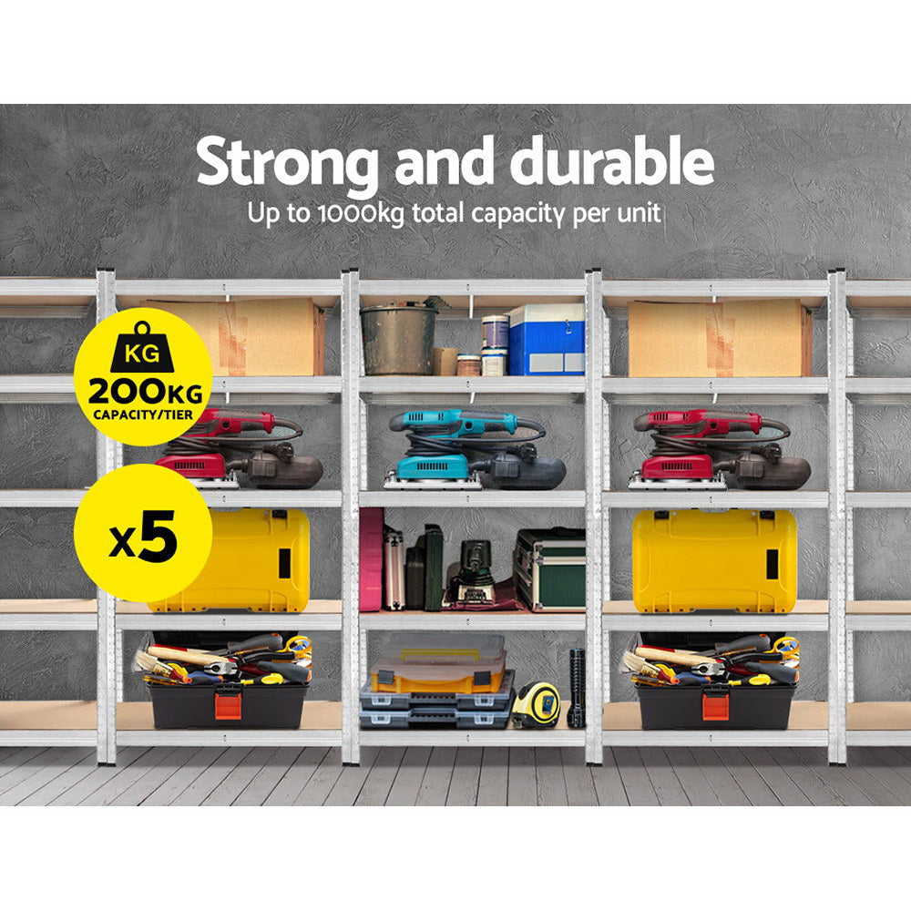 Marlook 5x1.8M Garage Shelving Warehouse Rack Pallet Racking Storage Shelf Silver