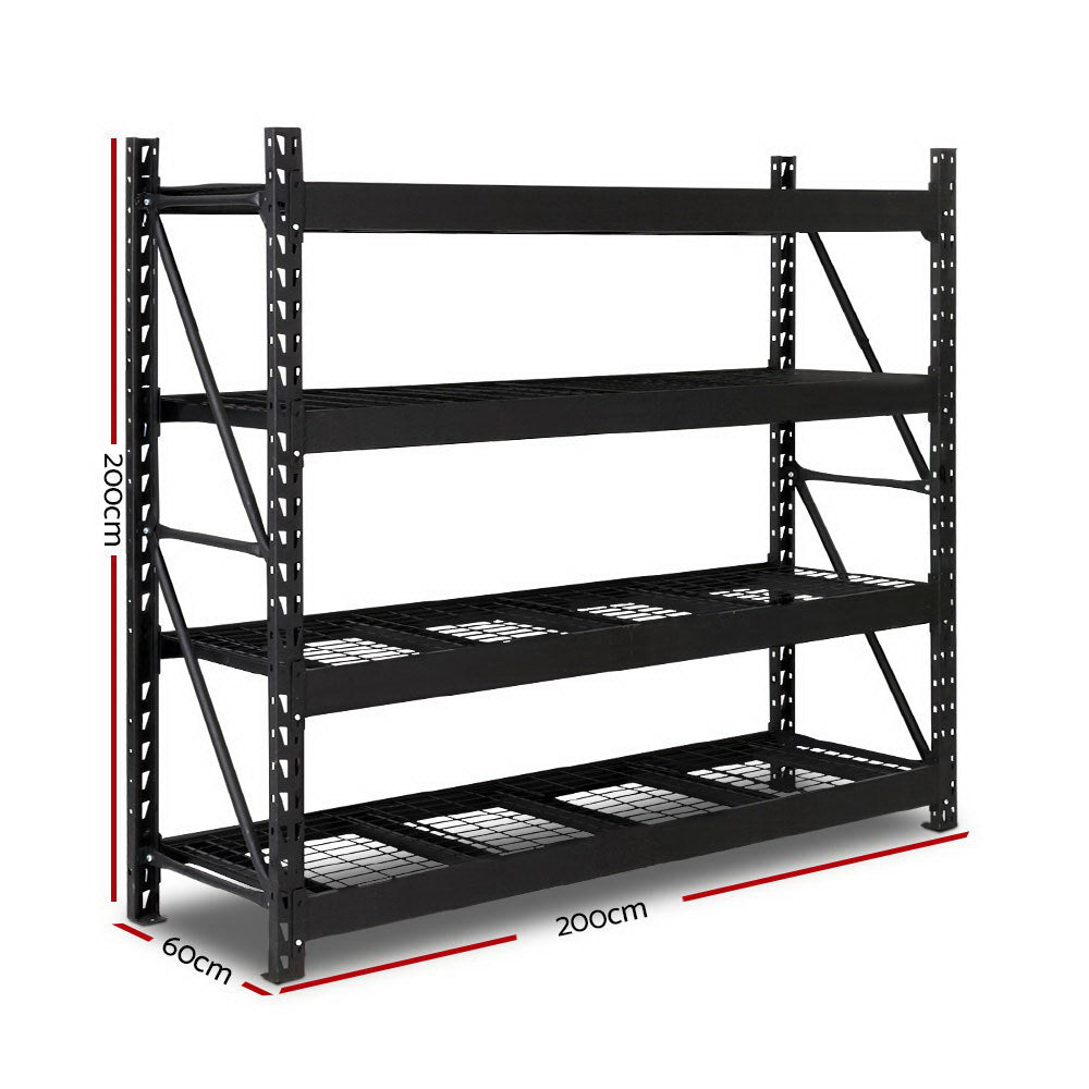Marlook 2Mx2M Garage Shelving Warehouse Rack Pallet Racking Storage Shelve Black