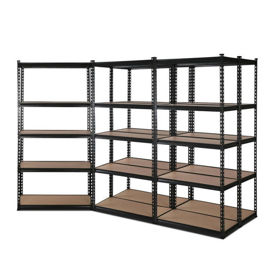 Marlook 5x1.5M Garage Shelving Warehouse Rack Pallet Racking Storage Shelve Black