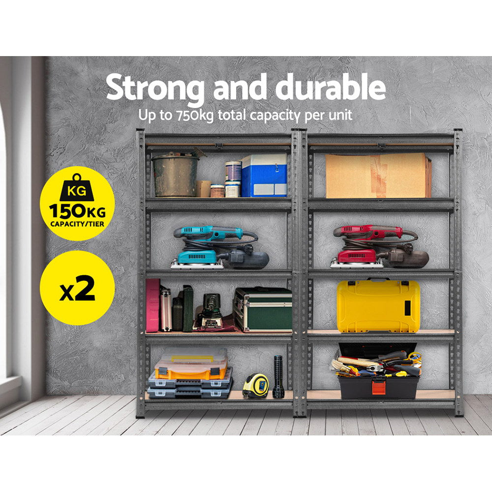 Marlook 2x1.5M Steel Warehouse Racking Rack Shelving Storage Garage Shelves Shelf