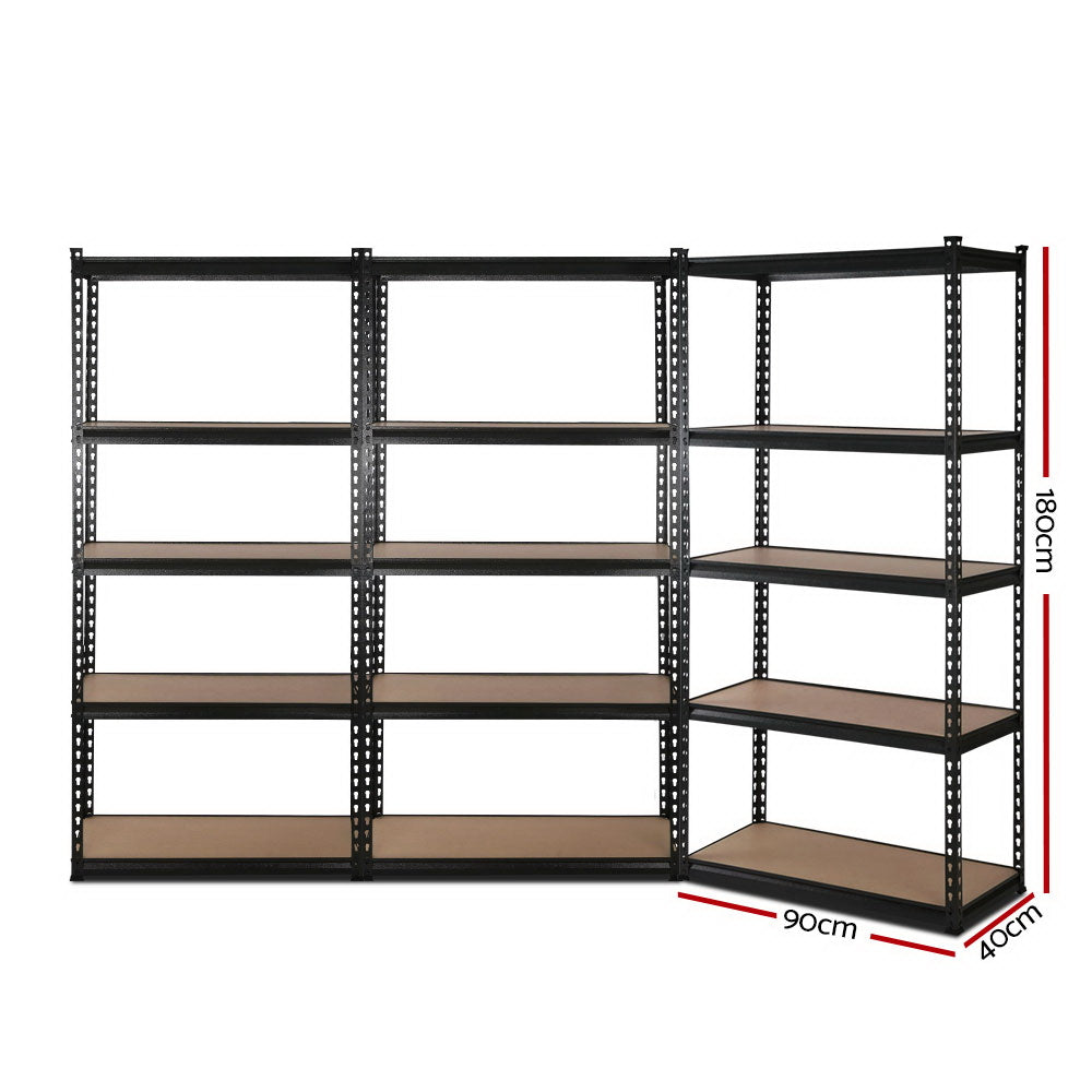 Marlook 3x1.8M Garage Shelving Warehouse Rack Pallet Racking Storage Shelve Black