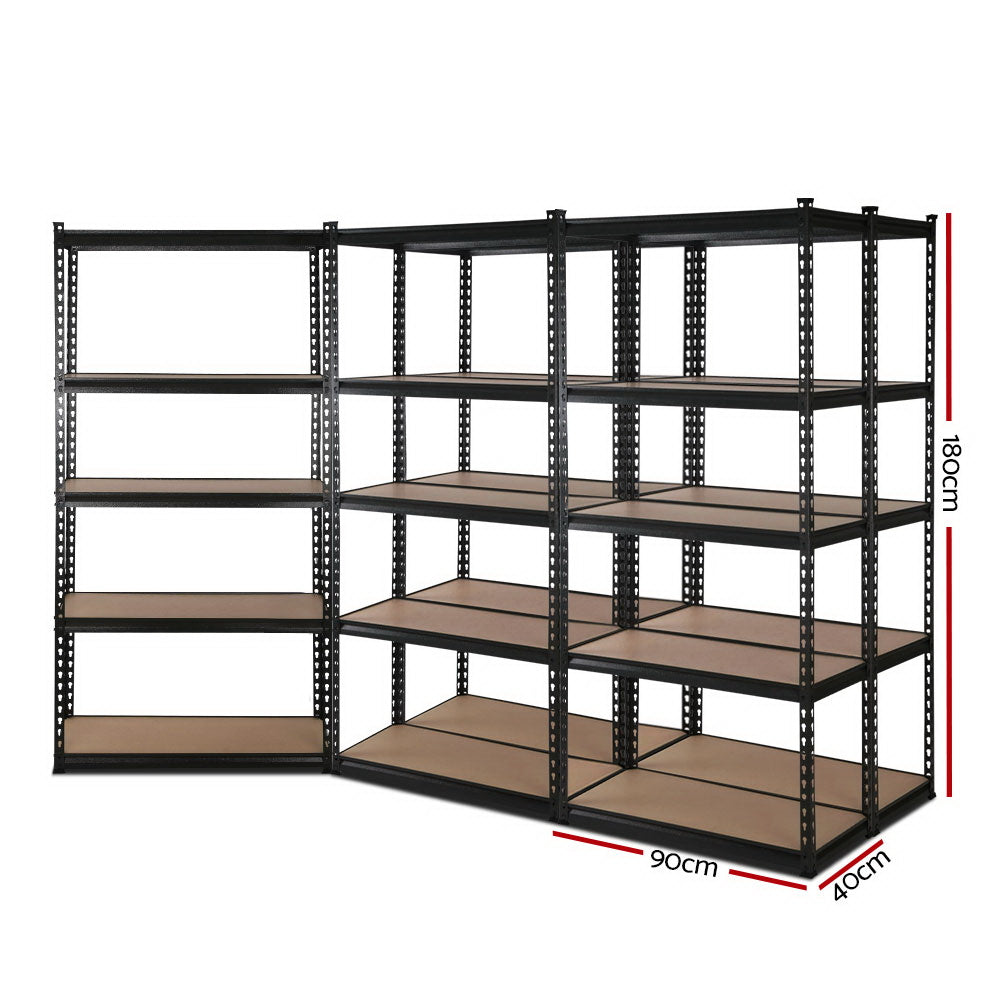 Marlook 5x1.8M Garage Shelving Warehouse Rack Pallet Racking Storage Shelve Black