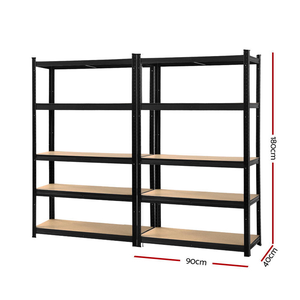 Marlook 2x1.8M Garage Shelving Warehouse Rack Pallet Racking Storage Shelf Black