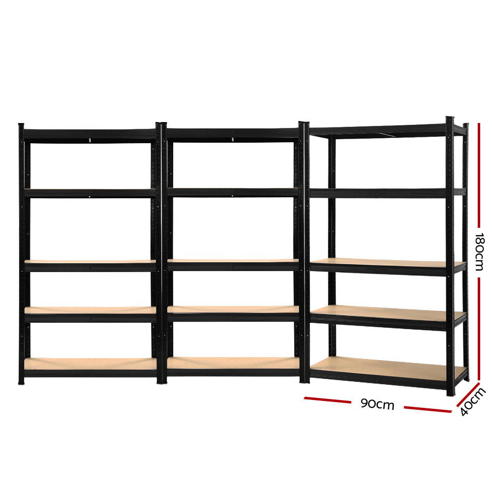 Marlook 3x1.8M Garage Shelving Warehouse Rack Pallet Racking Storage Shelf Black