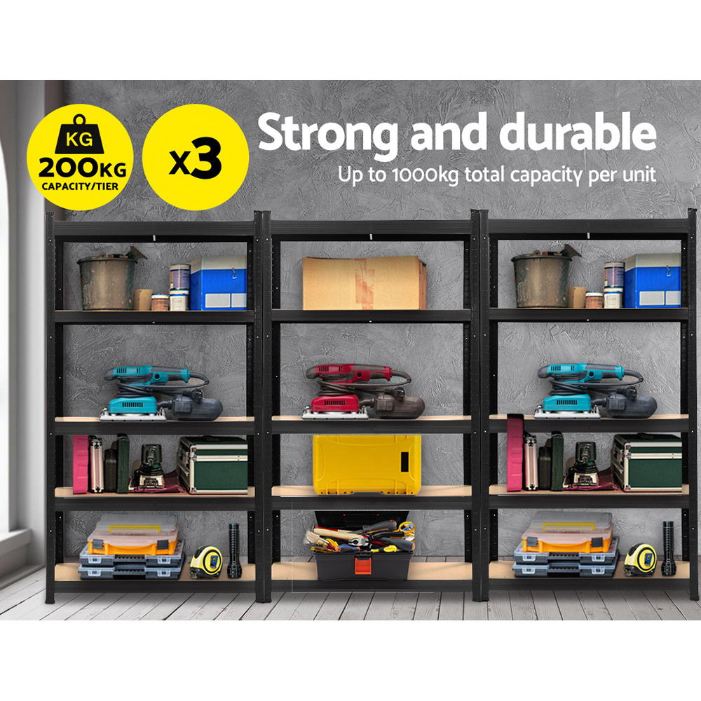 Marlook 3x1.8M Garage Shelving Warehouse Rack Pallet Racking Storage Shelf Black