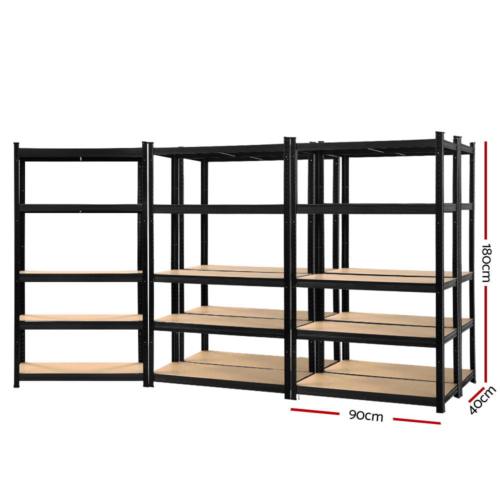 Marlook 5x1.8M Garage Shelving Warehouse Rack Pallet Racking Storage Shelf Black