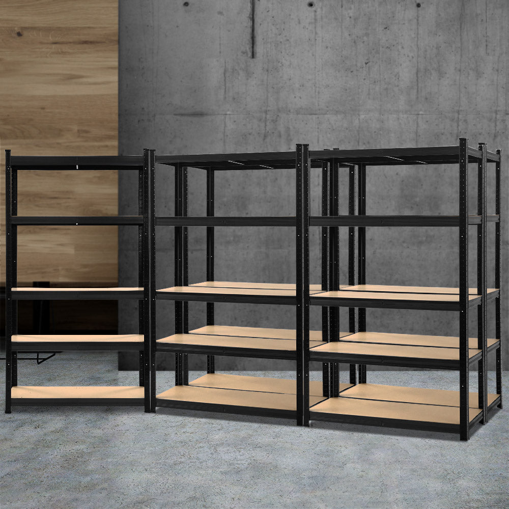 Marlook 5x1.8M Garage Shelving Warehouse Rack Pallet Racking Storage Shelf Black